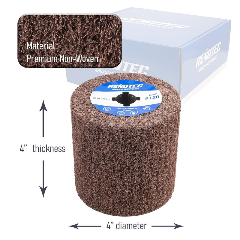 RENOTEC 4" Non-Woven Wheel, Pack of 4, 100x100mm, Medium Grit 120, A/O, for Polishing Burnishing Machine - Image 4